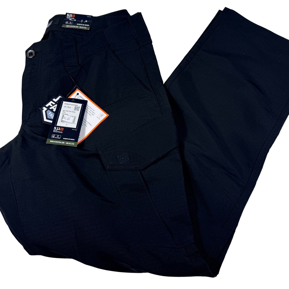 5.11 Tactical Fast-Tac Cargo Pant 10 Reg Black 64419ABR Lightweight Ripstop